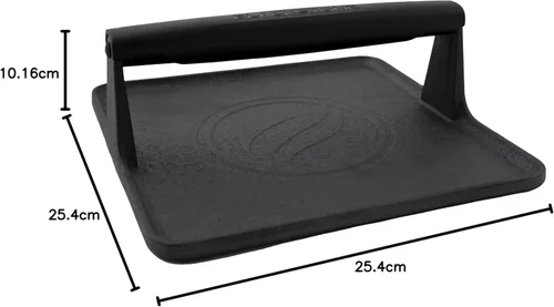 Miniatura 4 de Blackstone 5554 Prensa para parrilla de hierro fundido pre-sazonada, base extra ancha, resistente, carne, hamburguesa, tocino, filete, salchicha