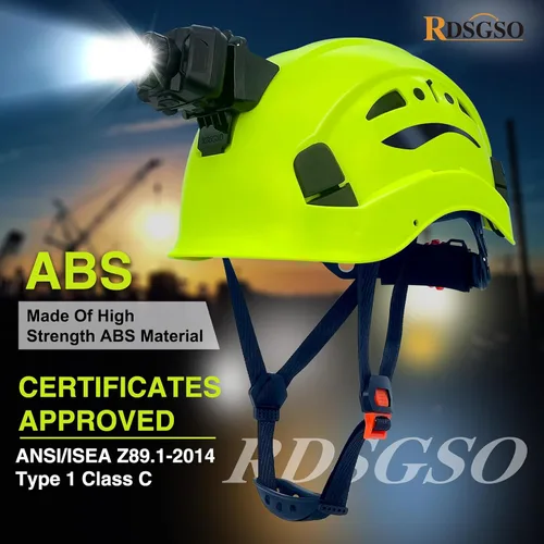 Miniatura 3 de Casco de seguridad industrial con luz RGS-8C rejillas de ventilación ajustables, transpirables, ligeros, cascos con faros delanteros para Faro