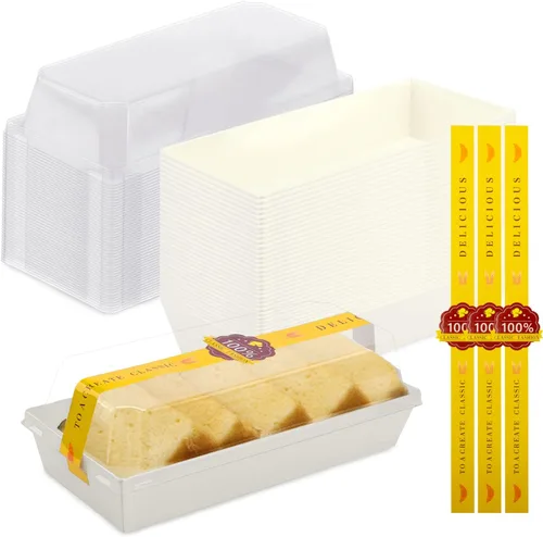 Lainrrew 50 juegos de cajas para pasteles enrollados, cajas de papel para sándwiches de rollo suizo, cajas de charcutería, cajas de postre para