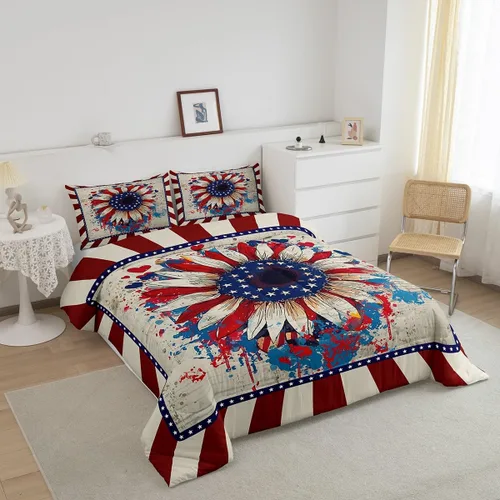 Miniatura 27 de Feelyou Juego de edredón de camuflaje del ejército con bandera estadounidense, decoración militar, camuflaje verde selva, bandera de Estados Unidos