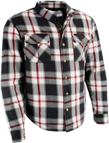 Milwaukee Leather Camisa de montar de franela blindada a cuadros para hombre con refuerzo de fibra de aramida y armadura extraíble CE - S