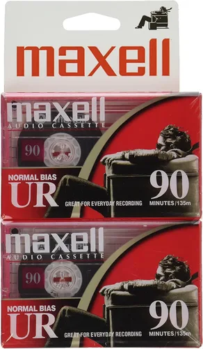 Maxell 108527 Paquetes planos de diseño óptimo con superficie de bajo ruido Tiempo de grabación de 90 minutos por cassette, un color, talla única