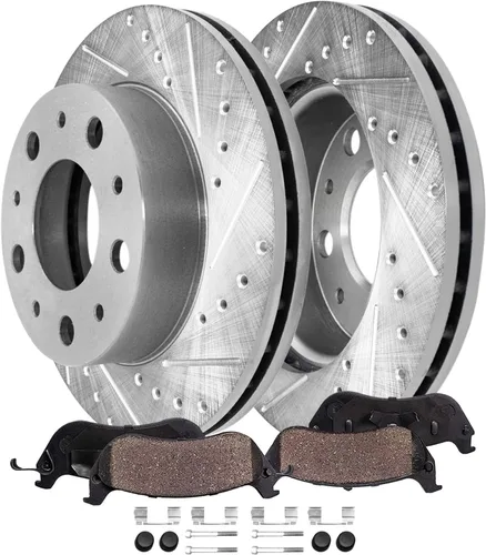 Miniatura 13 de Detroit Axle - Kit de freno trasero para Ford 2022 2023 Maverick 11.89 pulgadas rotores de freno de disco perforados y ranurados pastillas de freno