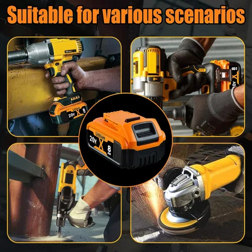 Miniatura 7 de Totoplus Reemplazo para Dewalt 20V Max Batería: Baterías de litio de 8.0Ah compatibles con Dewalt DCB200 Herramientas eléctricas inalámbricas