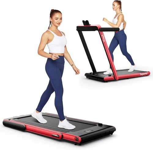 Miniatura 10 de GYMAX Almohadilla para caminar, 2 en 1, instalación gratuita debajo del escritorio, con monitor LED, aplicación inteligente/control remoto y altavoz