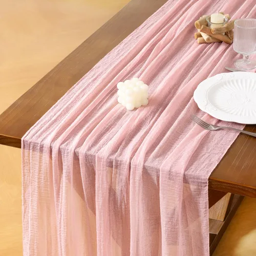 Miniatura 17 de Socomi Camino de mesa de gasa verde oliva de verano de 120 pulgadas, rústico bohemio, camino de tela de queso para bodas, fiestas, baby shower