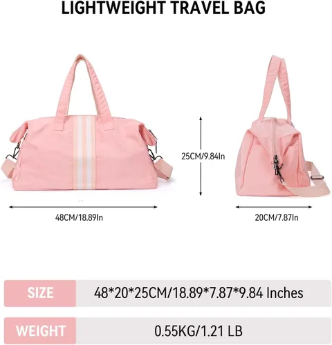 Miniatura 6 de Bolsas de viaje para mujer, bolsa de viaje de fin de semana para mujer, bolsa de gimnasio deportiva, bolsa de lona de entrenamiento, bolsa de hombro