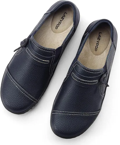 Miniatura 9 de LAZYPOP Mocasines de cuero clásicos y cómodos para mujer, bonitos zapatos de vestir informales, ligeros, para caminar, zapatos planos