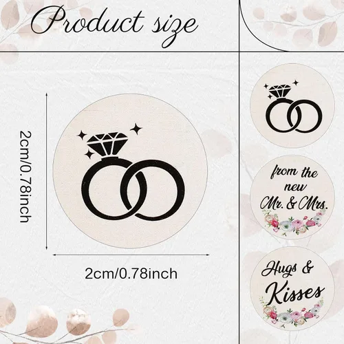 Miniatura 2 de Laumoi 1000 piezas Abrazos y besos de los nuevos Sr. y Sra. Adhesivos para boda, etiquetas de gotas de chocolate, etiquetas de caramelo de 1.9 cm