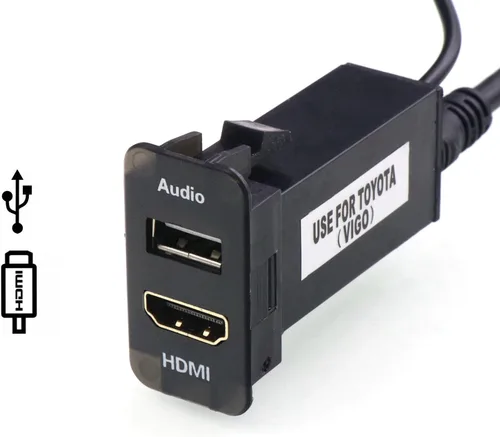 Timloon Enchufe HDMI Montaje por Cable + Entrada de Audio USB Uso para Toyota (Tipo B)