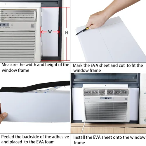 Miniatura 6 de Paneles de aislamiento de espuma para aire acondicionado de ventana, kit de panel aislante lateral de CA, paquete de 2, blanco, 17 pulgadas de alto