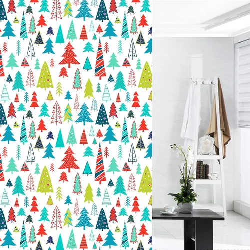 Miniatura 6 de Cortina de ducha con diseño de árbol de Navidad, acuarela, árbol de Navidad, invierno, vacaciones, tela de poliéster, cortina de ducha de baño, 72 x