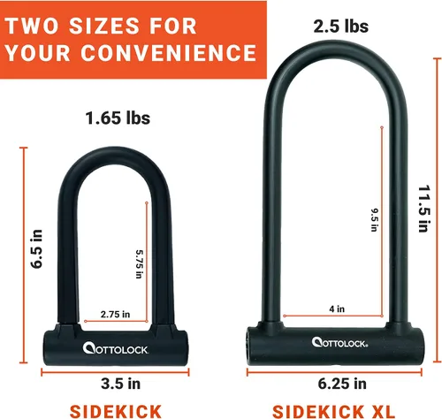 Miniatura 6 de OTTOLOCK Sidekick Compact U-Lock Candado de bicicleta ligero recubierto de silicona (negro) candados para bicicleta