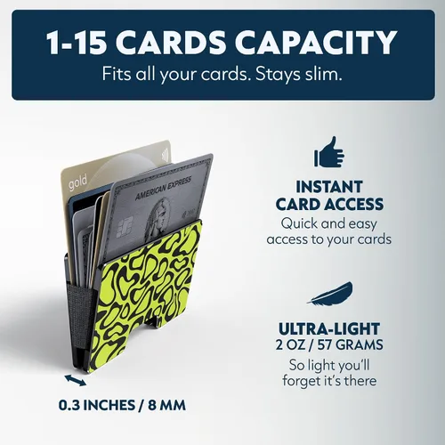 Miniatura 32 de Cartera de aluminio impresa 2.5D para hombres: clip delgado para dinero y tarjetero con barniz selectivo táctil. Bloqueo RFID mejorado, compacto