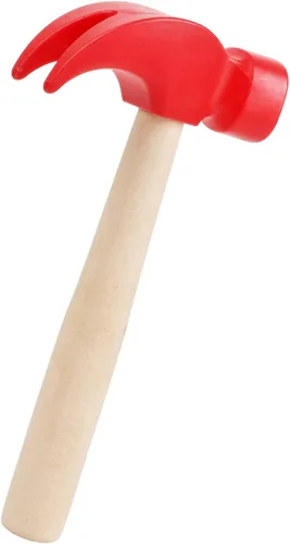 Fowecelt Juguetes de martillo de madera, martillos de simulación, herramientas de mantenimiento, juguetes educativos para niños, suministros de Rojo