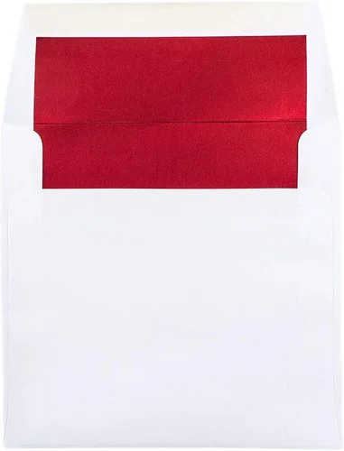 Miniatura 6 de JAM PAPER Sobres de invitación forrados de papel de aluminio de 3 7/8 x 8 1/8, color blanco con lámina dorada, paquete de 50 unidades Papel dorado