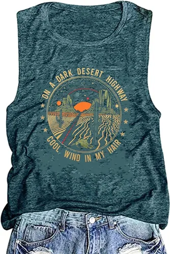 Miniatura 6 de Camisetas sin mangas de aventura para mujer, camisetas de carretera del desierto para mujer, diseño gráfico de la naturaleza, para verano, sin