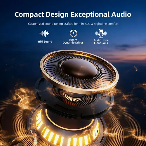 Miniatura 5 de Mini auriculares inalámbricos para dormir para orejas pequeñas, invisibles, de perfil bajo, para dormir y trabajar, pequeños auriculares Negro