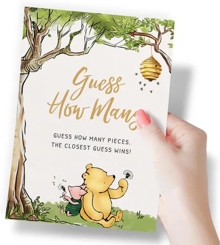 Miniatura 3 de Juego de Adivina Cuántos para Baby Shower, Juego de 30, Suministros para Fiestas - Colección Clásica de Winnie Pooh (Juego de Cuántos)