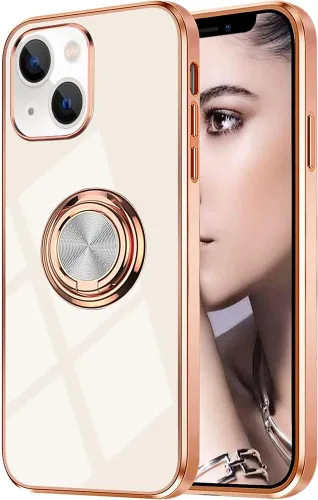Miniatura 12 de Compatible con iPhone 11 Kickstand, anillo de rotación de 360 grados integrado con borde de oro rosa brillante que funciona con soporte magnético