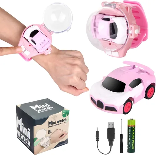 Miniatura 9 de Tomatong Juguetes de Reloj de Coche con Control Remoto con Luz LED, Mini Coches de Carreras de 2.4 GHz Juguete de Muñeca para Niños, Coche Pequeño