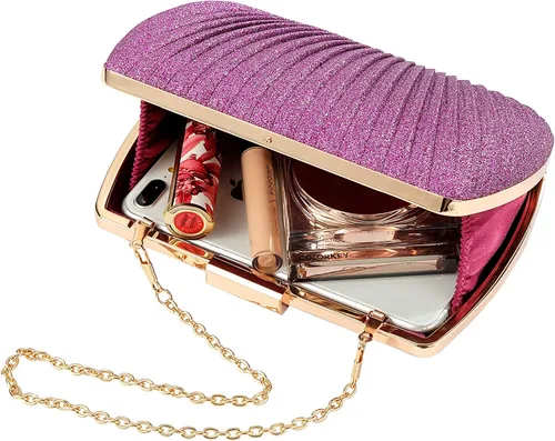 Miniatura 6 de Savatano Bolso de mano dorado, bolsos de mano dorados para mujer, para noche, boda, cóctel, fiesta, bolsa de noche, bolso cruzado de hombro..