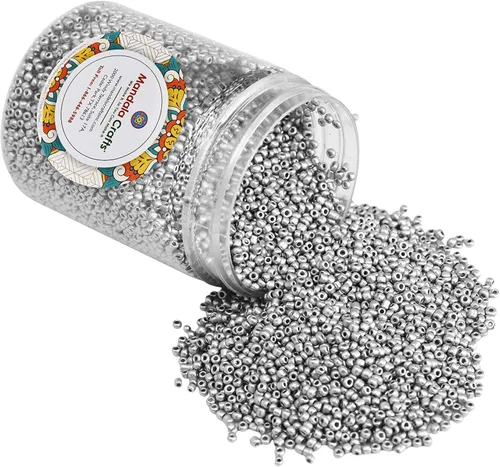 Miniatura 25 de Mandala Crafts Cuentas de cristal 6/0 para abalorios – 2500 cuentas redondas negras pequeñas Rocaille de 0.157 pulgadas para hacer joyas, collares