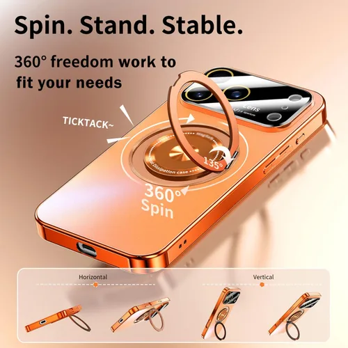 Miniatura 2 de Funda para iPhone 17 Pro Max con soporte magnético giratorio [cubierta de cámara integrada] [compatible con MagSafe] Funda delgada de protección a