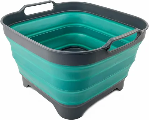 Miniatura 10 de SAMMART Sartén plegable de 10 L (2.64 galones) con tapón de drenaje, lavabo de lavado plegable, tina portátil para lavar platos, bandeja