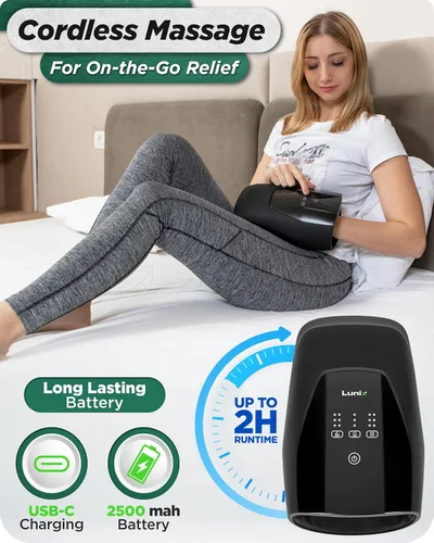 Miniatura 5 de Lunix LX29 Masajeador de manos eléctrico inalámbrico con Shiatsu, calor y compresión, terapia de puntos de presión para artritis, alivio del dolor