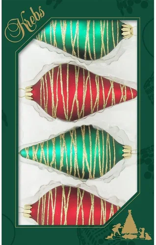 Miniatura 49 de Adornos de árbol de Navidad de vidrio - 67 mm/2.625" [4 piezas] Bolas decoradas de Adornos navideños sin costuras para colgar de Christmas by Krebs