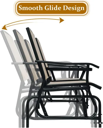 Miniatura 5 de S AFSTAR Banco planeador de patio, silla planeadora para 2 personas al aire libre con mesa central, silla mecedora doble para patio, patio trasero