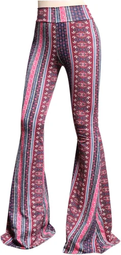 Miniatura 86 de ShopMyTrend - Pantalones de yoga largos con piernas anchas y acampanadas estilo palazzo, con cintura alta, para mujer