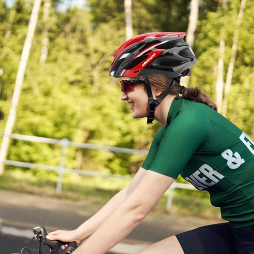 Miniatura 10 de Casco de bicicleta para hombre y mujer, casco de bicicleta Shinmax con luz trasera y visera desmontable Negro/rojo/blanco