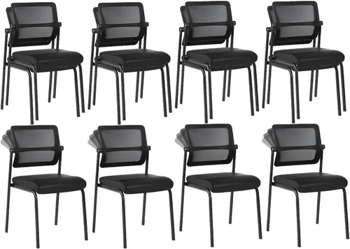 Miniatura 11 de CLATINA Silla de oficina apilable de malla con ruedas, sin brazos, silla apilable con soporte lumbar ergonómico, para conferencias, vestíbulo