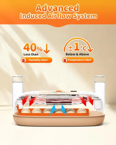 Miniatura 5 de Incubadora de huevos para 24 huevos de gallina con girador automático, control digital de temperatura y pantalla de humedad, vela, criador de aves
