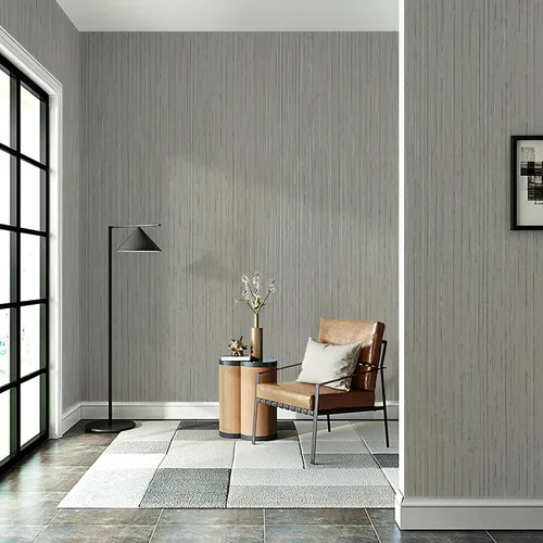 Miniatura 3 de Papel tapiz texturizado de tela de pasto gris para baño y dormitorio, papel adhesivo extraíble impermeable para gabinetes y muebles, 17.3 x 118