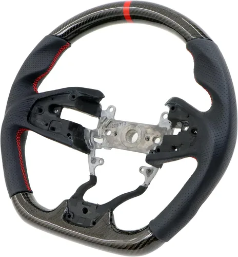 Miniatura 10 de IKON MOTORSPORTS, Volante compatible con Honda Civic de 10ª generación 2016-2021, volante de fibra de carbono sintética tipo ante con costuras rojas