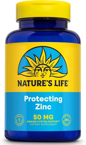 NATURE'S LIFE Protección de zinc de 50 mg con 2.5 mg de cobre, suplemento de zinc quelado para apoyo inmunológico, salud ósea, función muscular y