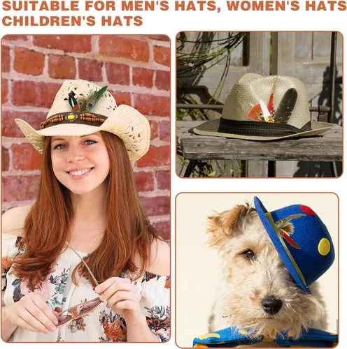 Miniatura 6 de 10 piezas de plumas para sombreros para manualidades, plumas naturales para sombreros, plumas de sombrero de vaquero de colores para hombres