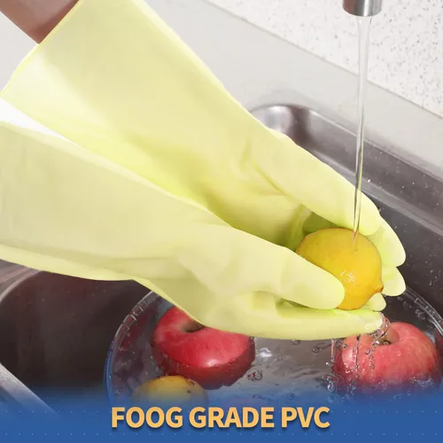 Miniatura 5 de BOOMJOY Guantes de limpieza de PVC, guantes resistentes para lavar platos, guantes medianos reutilizables para cocina, baño, jardinería, trabajo