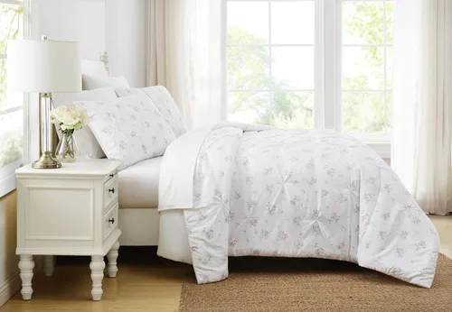 Miniatura 9 de The Farmhouse by Rachel Ashwell - Juego de edredón de 2 piezas individual/individual XL - Colección de ropa de cama Signature Rosebury, blanco/rosa