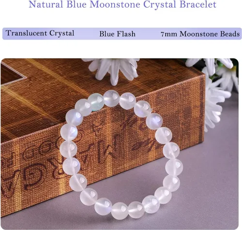 Miniatura 3 de GEM-Inside - Pulsera de moda con piedras preciosas naturales hechas a mano de 0.276in de cuarzo de cristal de grado AAA con cuentas redondas