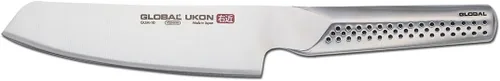 Global Ukon - Cuchillo para verduras de 5 pulgadas, acero inoxidable japonés ligero, borde afilado, soporte ambidiestro para pulgar, fabricado en