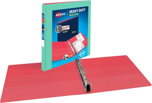 Miniatura 2 de Avery Carpeta de alta resistencia de dos colores con 3 argollas, argollas inclinadas de un solo toque de 0.5", capacidad para 135 hojas, lomo de 0.7