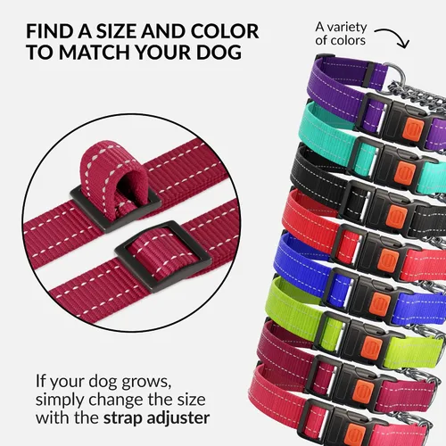Miniatura 6 de CollarDirect Martingale - Collar para perro con cadena de acero inoxidable y hebilla de liberación rápida, collar reflectante para perros grandes
