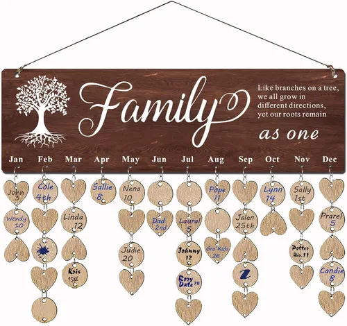 Wellinc Regalos para abuela y mamá - Placa de calendario recordatorio de cumpleaños familiar, regalo del Día de la Madre para la abuela, tablero