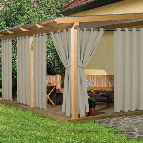 Miniatura 20 de HolidayIdeas Cortinas impermeables para patio, 4 paneles, 54 x 84 pulgadas, protección de privacidad y filtrado de luz, cortinas exteriores con Negro