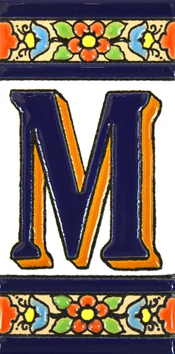 Miniatura 32 de FLORES MEDIANO - Azulejos de letras de casa pintados a mano de 4,29" x 2,13" para letreros, direcciones y nombres Letra "V