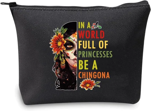 Miniatura 9 de JXGZSO Bolsa de cosméticos para dama mexicana en un mundo lleno de princesas Be a Mexican Makeup Bag Badass Women Gift, En un mundo HCB